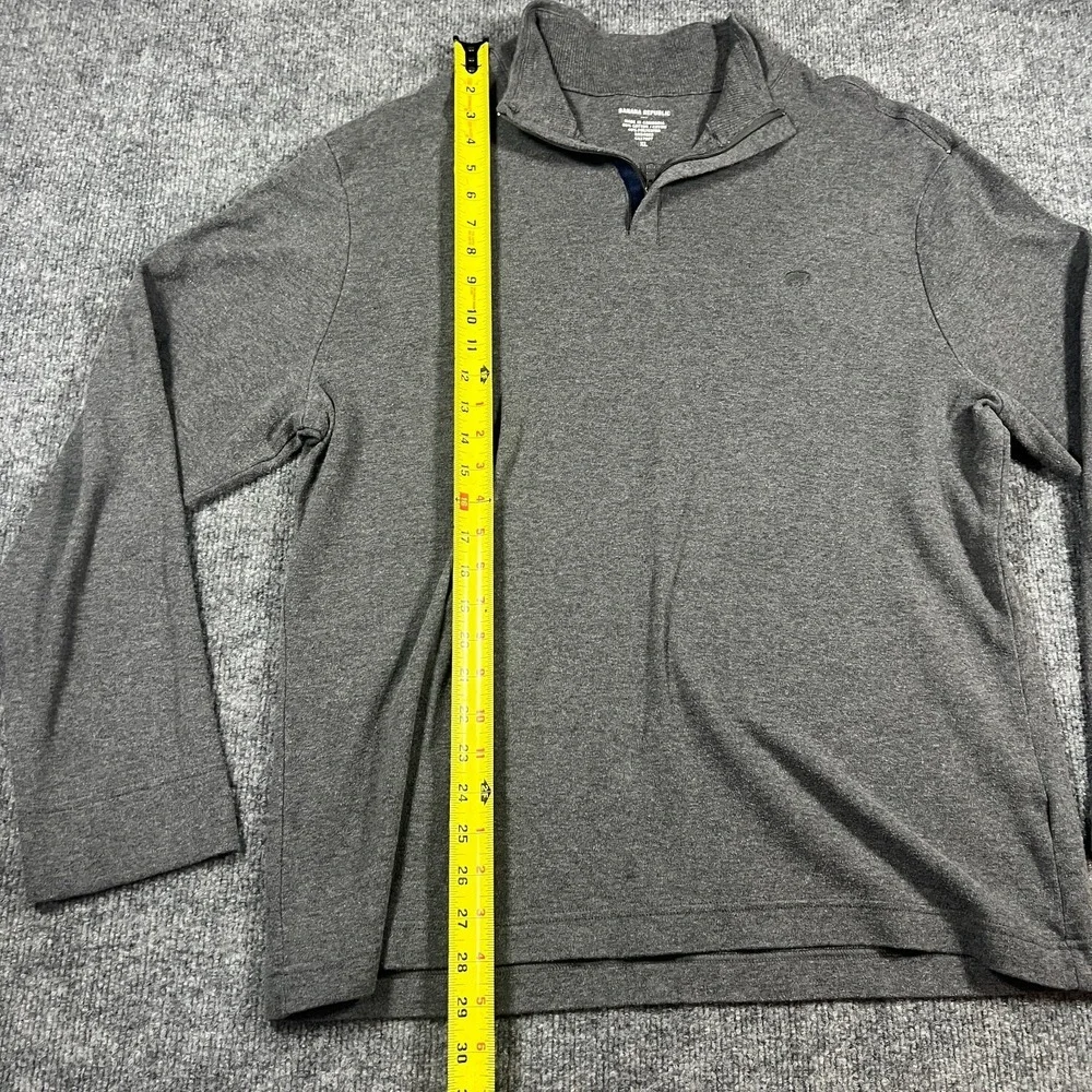 Banana‎ Republic Sweater Mens Extra Large Heathered Gray Cotton Knit Quarter Zip